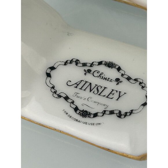 Two's Company Ainsley Chintz Blue Floral Ceramic Porcelain Napkin Rings Set of 4 - Picture 3 of 14